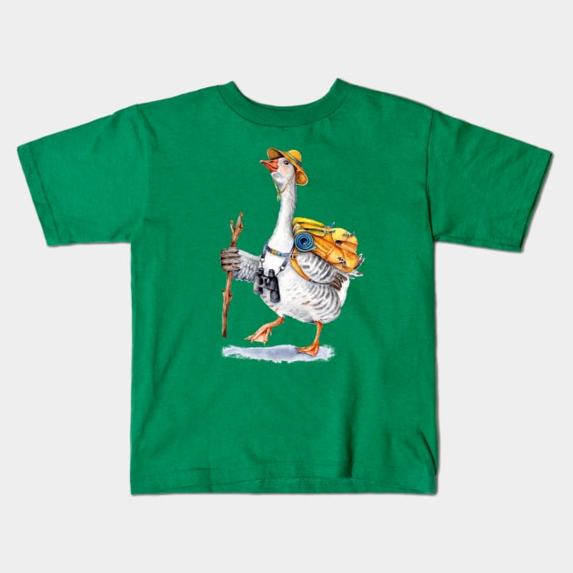 Hiking Goose Kids T-Shirt by Goosi